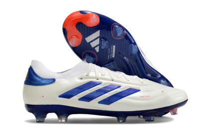 Men's Adidas Copa Pure 2+ FG Firm Ground Low-Tops Football Boots - White/Blue/Red