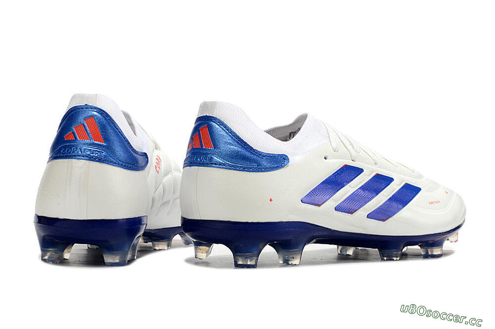 Men's Adidas Copa Pure 2+ FG Firm Ground Low-Tops Football Boots - White/Blue/Red 6