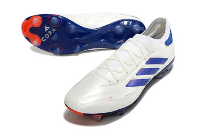Men's Adidas Copa Pure 2+ FG Firm Ground Low-Tops Football Boots - White/Blue/Red