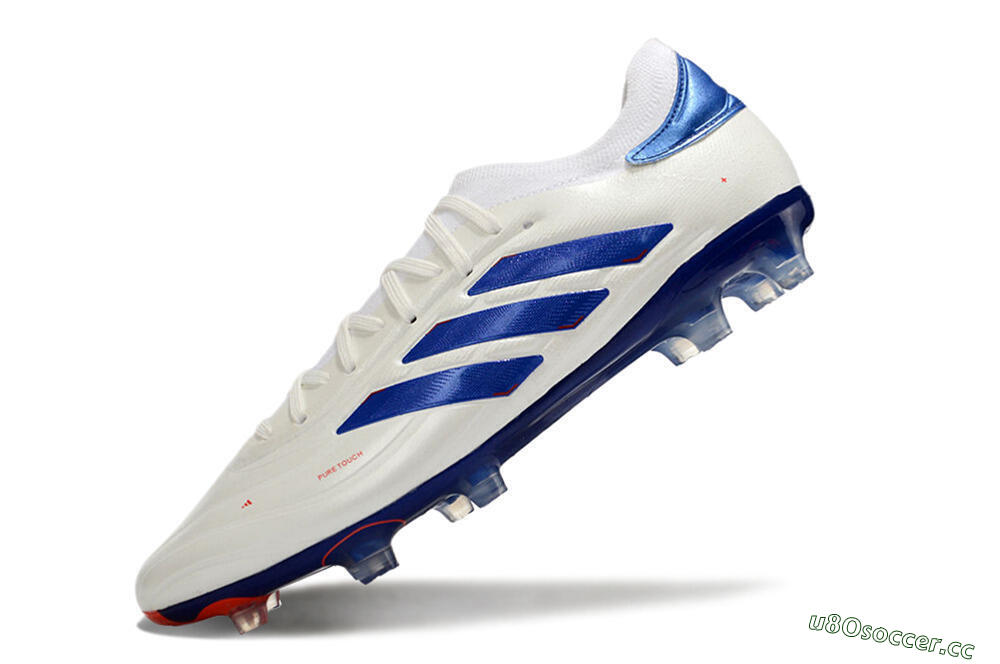 Men's Adidas Copa Pure 2+ FG Firm Ground Low-Tops Football Boots - White/Blue/Red 5