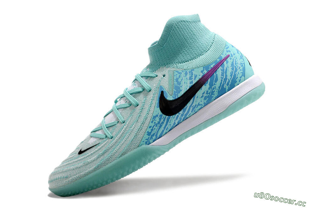Men's Nike Phantom Luna Elite NU IC Indoor & Futsal High-Tops Football Shoes - Jade/Black/Purple 5