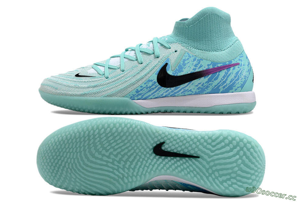 Men's Nike Phantom Luna Elite NU IC Indoor & Futsal High-Tops Football Shoes - Jade/Black/Purple 1