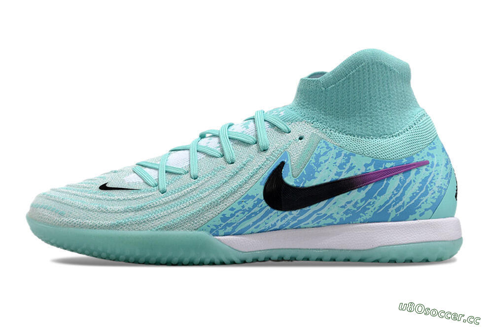 Men's Nike Phantom Luna Elite NU IC Indoor & Futsal High-Tops Football Shoes - Jade/Black/Purple 0
