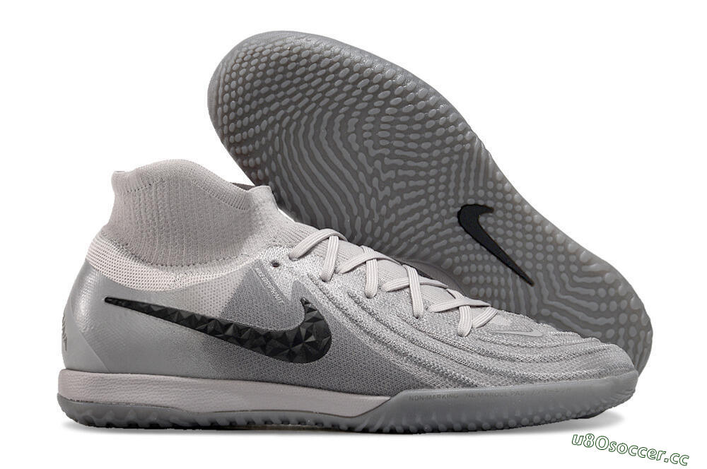 Men's Nike Phantom Luna Elite NU IC Indoor & Futsal High-Tops Football Shoes - Grey/Black/White 2