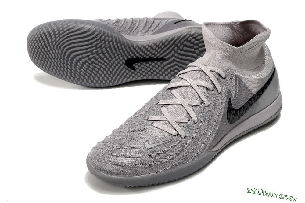 Men's Nike Phantom Luna Elite NU IC Indoor & Futsal High-Tops Football Shoes - Grey/Black/White 3