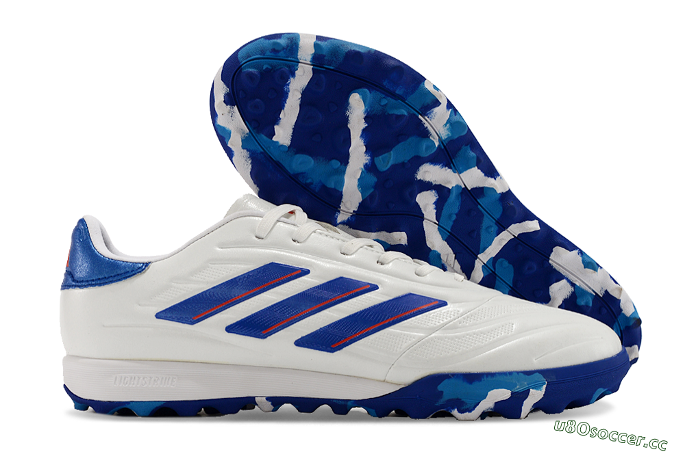 Men's Adidas Copa Pure.3 TF Artificial Turf Low-Tops Football Shoes - White/Blue/Red 2