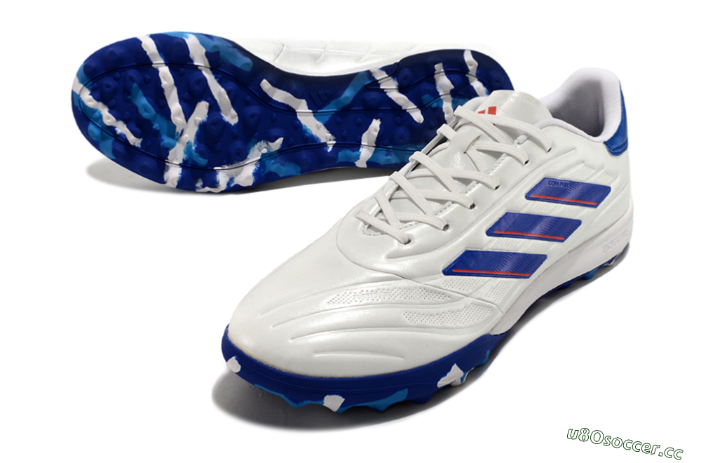 Men's Adidas Copa Pure.3 TF Artificial Turf Low-Tops Football Shoes - White/Blue/Red 3