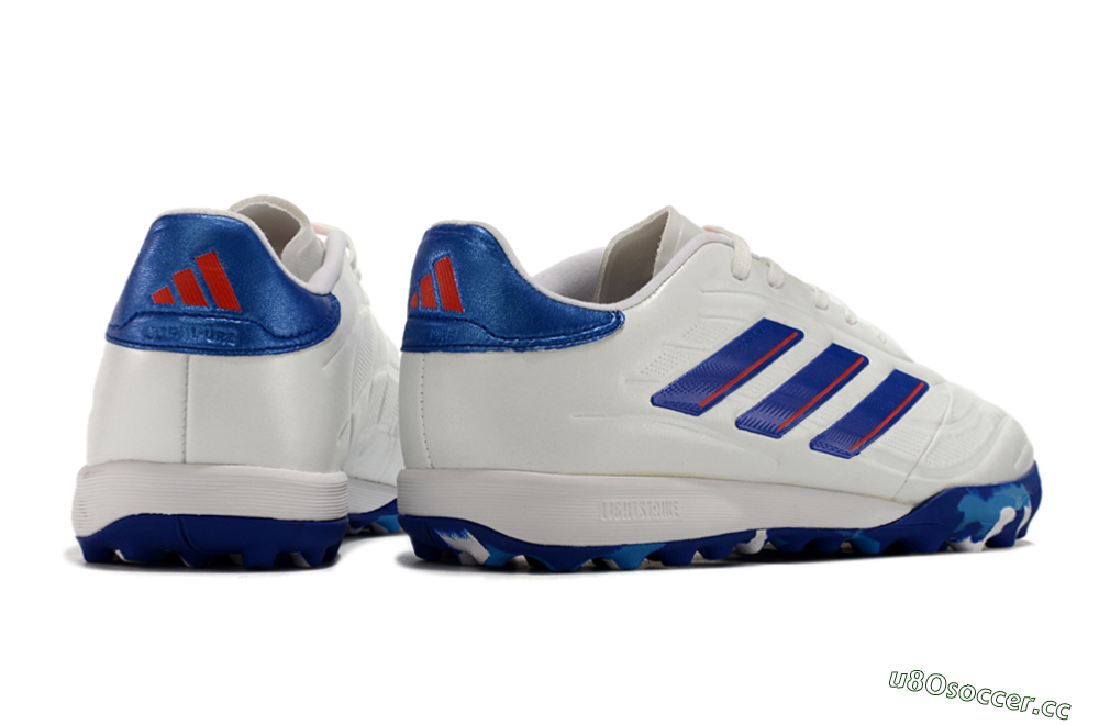 Men's Adidas Copa Pure.3 TF Artificial Turf Low-Tops Football Shoes - White/Blue/Red 6