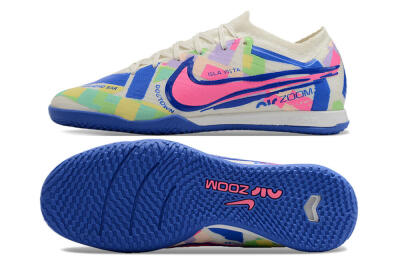 Men's Nike Air Zoom Mercurial Vapor 15 Elite IC Indoor & Futsal Low-Tops Football Shoes - White/Blue/Pink/Yellow