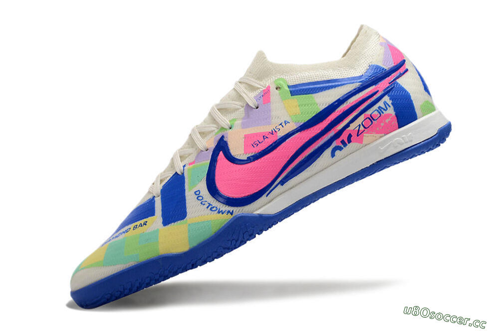 Men's Nike Air Zoom Mercurial Vapor 15 Elite IC Indoor & Futsal Low-Tops Football Shoes - White/Blue/Pink/Yellow 5