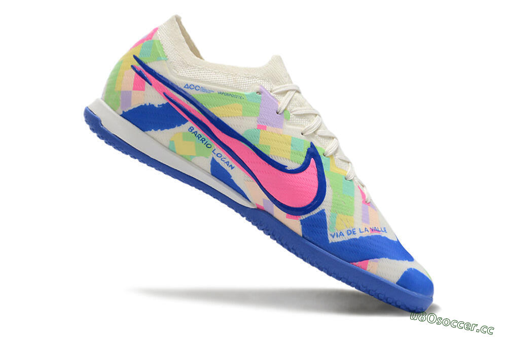 Men's Nike Air Zoom Mercurial Vapor 15 Elite IC Indoor & Futsal Low-Tops Football Shoes - White/Blue/Pink/Yellow 4