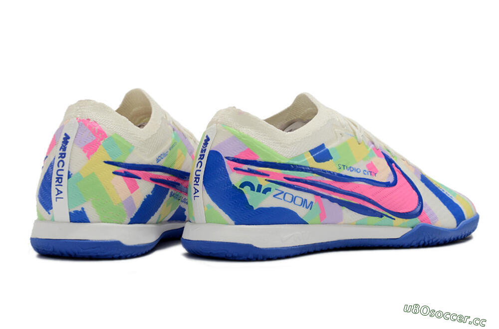 Men's Nike Air Zoom Mercurial Vapor 15 Elite IC Indoor & Futsal Low-Tops Football Shoes - White/Blue/Pink/Yellow 6