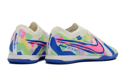 Men's Nike Air Zoom Mercurial Vapor 15 Elite IC Indoor & Futsal Low-Tops Football Shoes - White/Blue/Pink/Yellow