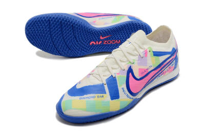 Men's Nike Air Zoom Mercurial Vapor 15 Elite IC Indoor & Futsal Low-Tops Football Shoes - White/Blue/Pink/Yellow