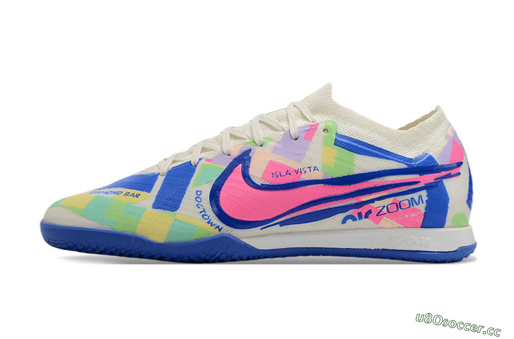 Men's Nike Air Zoom Mercurial Vapor 15 Elite IC Indoor & Futsal Low-Tops Football Shoes - White/Blue/Pink/Yellow 0