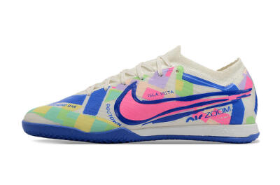Men's Nike Air Zoom Mercurial Vapor 15 Elite IC Indoor & Futsal Low-Tops Football Shoes - White/Blue/Pink/Yellow
