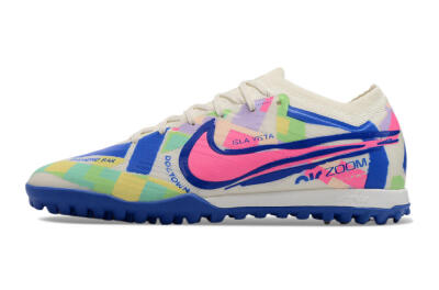 Men's Nike Air Zoom Mercurial Vapor 15 Elite TF Artificial Turf Low-Tops Football Shoes - White/Blue/Pink/Yellow