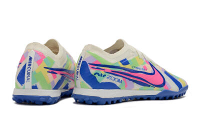 Men's Nike Air Zoom Mercurial Vapor 15 Elite TF Artificial Turf Low-Tops Football Shoes - White/Blue/Pink/Yellow