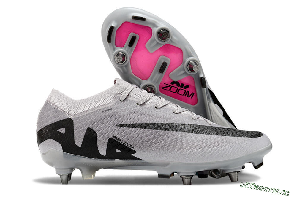 Men's Nike Air Zoom Mercurial Vapor 15 Elite SG Soft Ground Low-Tops Football Boots - Grey/Black/Pink 2