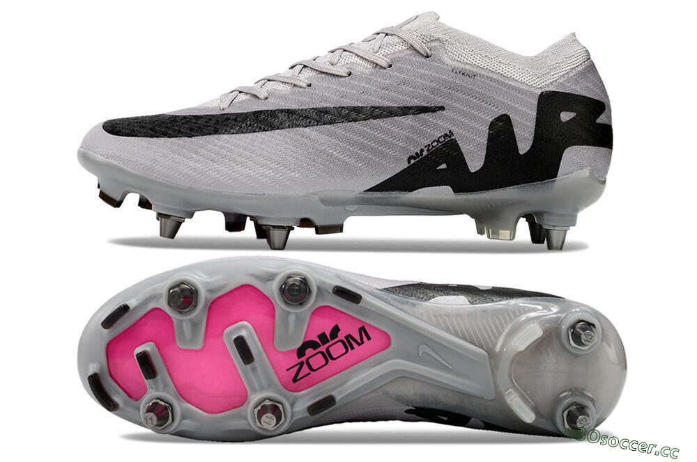 Men's Nike Air Zoom Mercurial Vapor 15 Elite SG Soft Ground Low-Tops Football Boots - Grey/Black/Pink 1