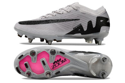 Men's Nike Air Zoom Mercurial Vapor 15 Elite SG Soft Ground Low-Tops Football Boots - Grey/Black/Pink