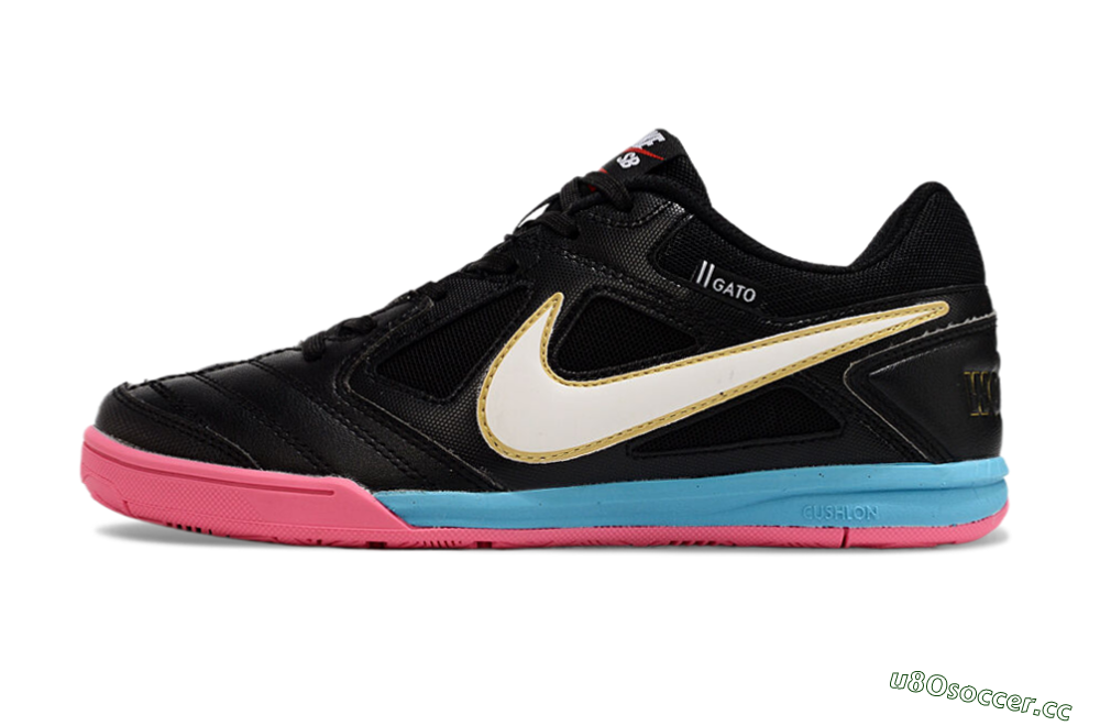 Men's Supre x Nike SB Gato IC Indoor & Futsal Low-Tops Football Shoes - Black/White/Blue/Pink 0
