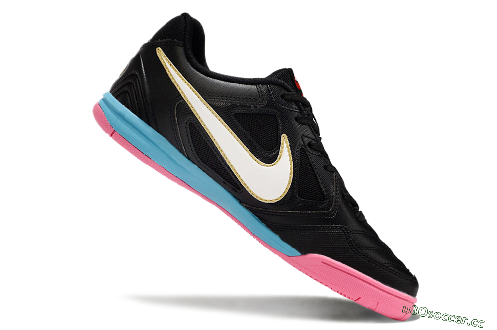 Men's Supre x Nike SB Gato IC Indoor & Futsal Low-Tops Football Shoes - Black/White/Blue/Pink 4
