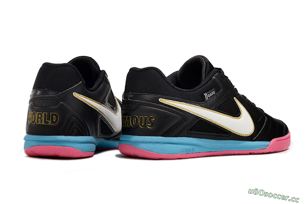 Men's Supre x Nike SB Gato IC Indoor & Futsal Low-Tops Football Shoes - Black/White/Blue/Pink 6