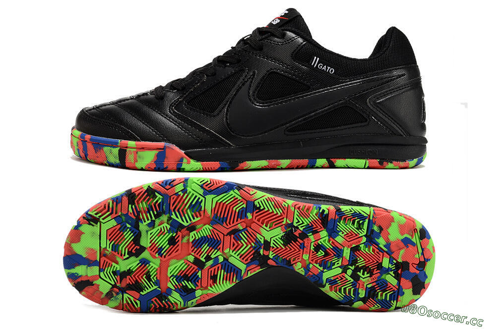 Men's Supre x Nike SB Gato IC Indoor & Futsal Low-Tops Football Shoes - Black/Red/Blue 1