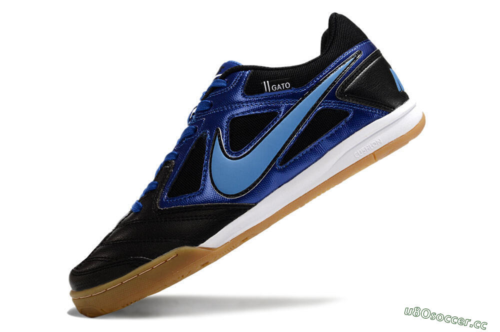 Men's Supre x Nike SB Gato IC Indoor & Futsal Low-Tops Football Shoes - Black/Blue/White 5