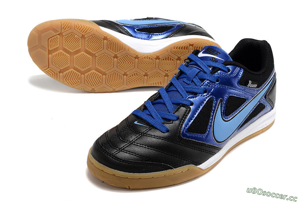 Men's Supre x Nike SB Gato IC Indoor & Futsal Low-Tops Football Shoes - Black/Blue/White 3