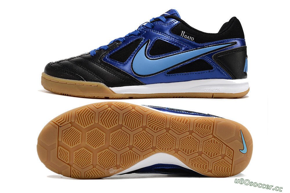 Men's Supre x Nike SB Gato IC Indoor & Futsal Low-Tops Football Shoes - Black/Blue/White 1