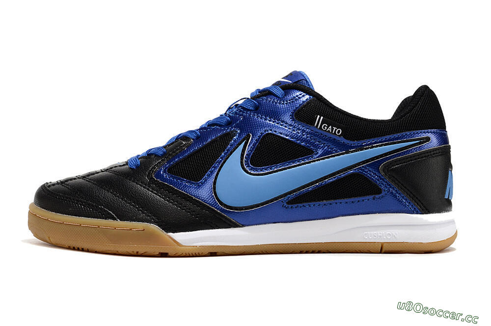 Men's Supre x Nike SB Gato IC Indoor & Futsal Low-Tops Football Shoes - Black/Blue/White 0