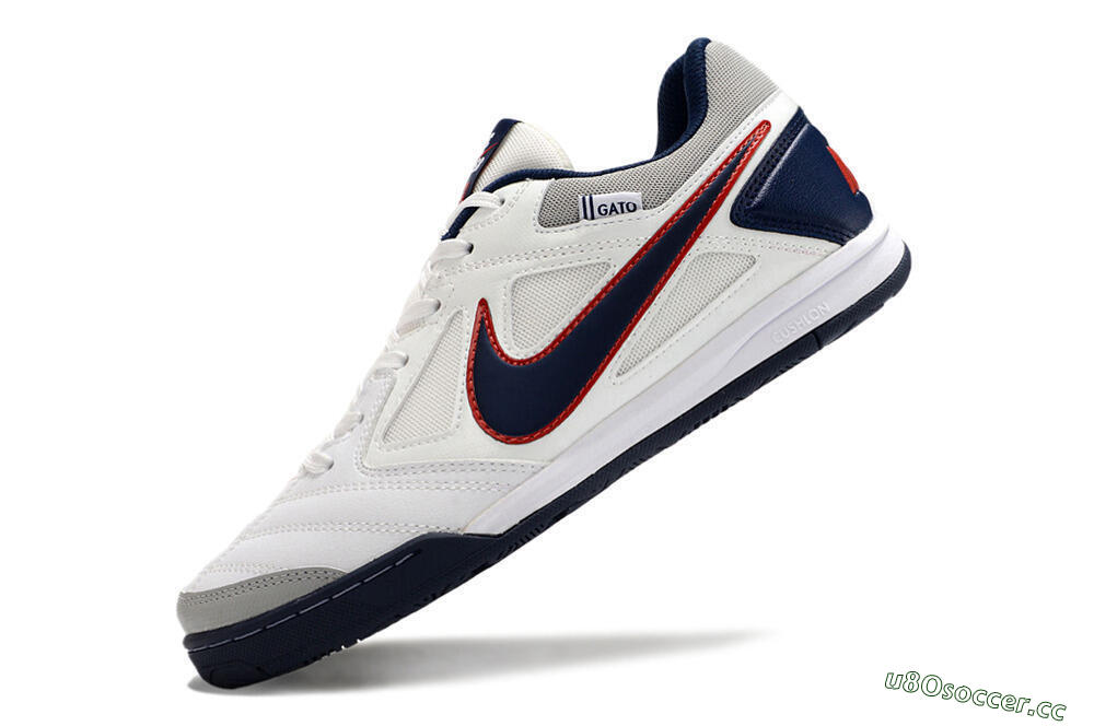 Men's Supre x Nike SB Gato IC Indoor & Futsal Low-Tops Football Shoes - White/Black/Red/Blue 5
