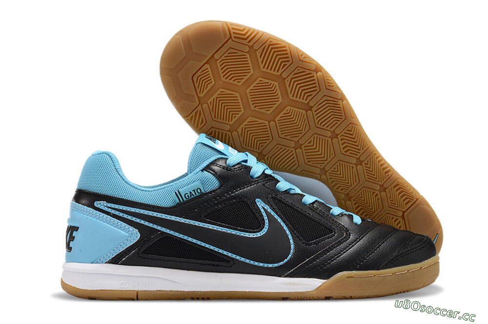 Men's Supre x Nike SB Gato IC Indoor & Futsal Low-Tops Football Shoes - Black/Blue/White 2