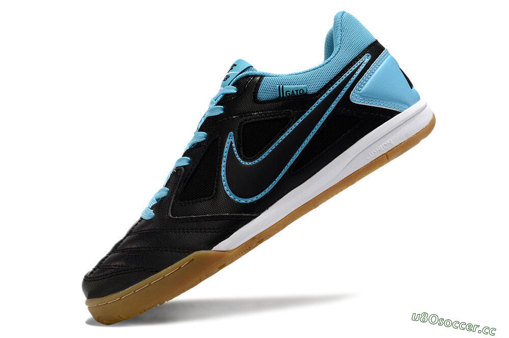 Men's Supre x Nike SB Gato IC Indoor & Futsal Low-Tops Football Shoes - Black/Blue/White 5