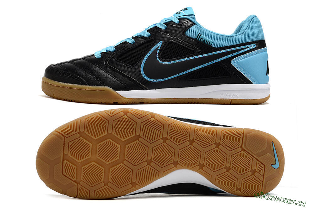 Men's Supre x Nike SB Gato IC Indoor & Futsal Low-Tops Football Shoes - Black/Blue/White 1