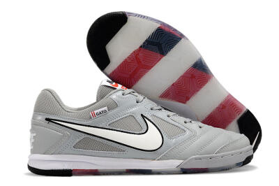 Men's Supre x Nike SB Gato IC Indoor & Futsal Low-Tops Football Shoes - Grey/White/Red/Black