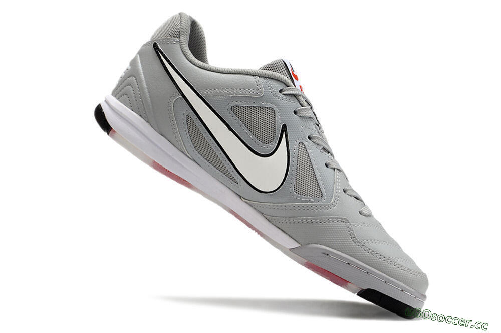 Men's Supre x Nike SB Gato IC Indoor & Futsal Low-Tops Football Shoes - Grey/White/Red/Black 4