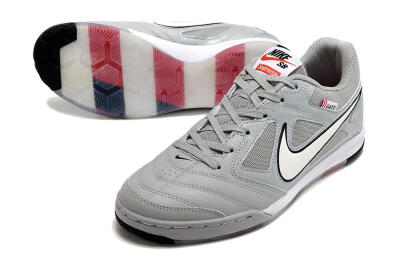 Men's Supre x Nike SB Gato IC Indoor & Futsal Low-Tops Football Shoes - Grey/White/Red/Black