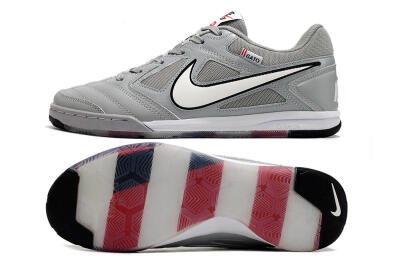 Men's Supre x Nike SB Gato IC Indoor & Futsal Low-Tops Football Shoes - Grey/White/Red/Black