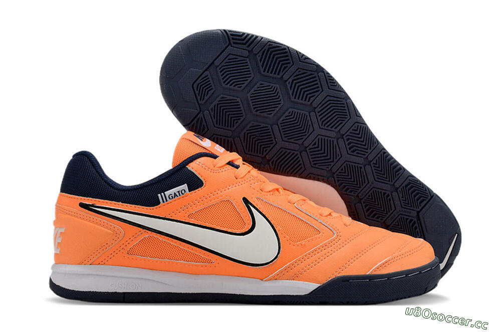 Men's Supre x Nike SB Gato IC Indoor & Futsal Low-Tops Football Shoes - Orange/White/Blue 2