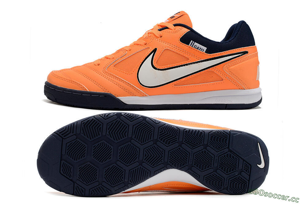 Men's Supre x Nike SB Gato IC Indoor & Futsal Low-Tops Football Shoes - Orange/White/Blue 1