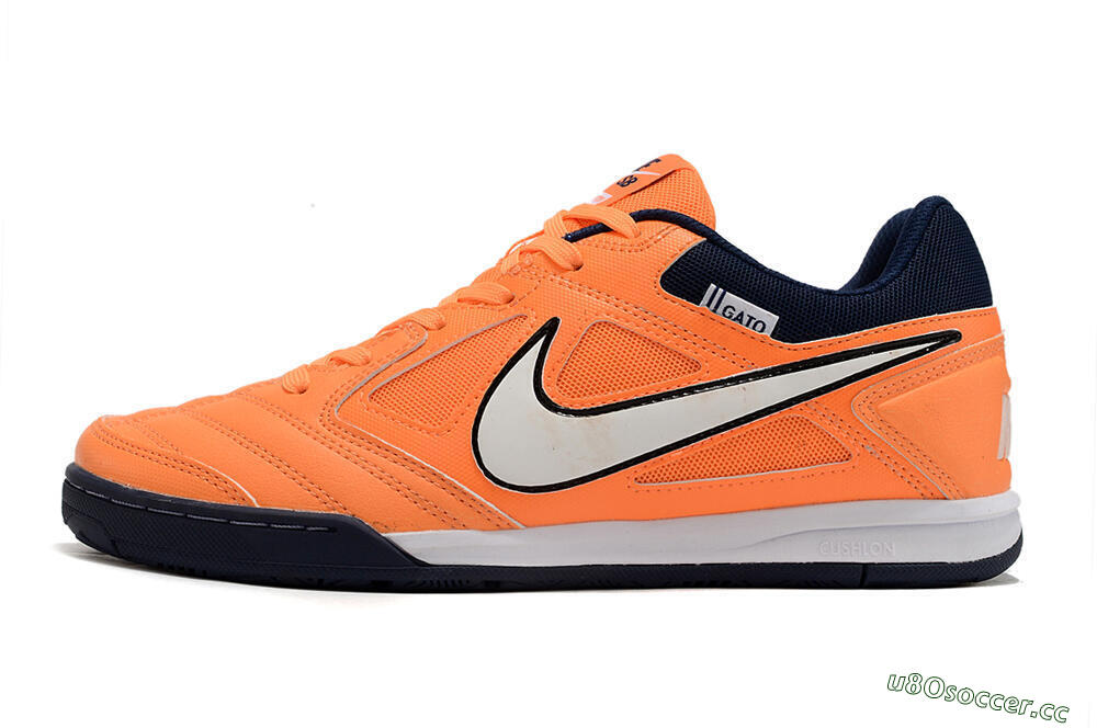 Men's Supre x Nike SB Gato IC Indoor & Futsal Low-Tops Football Shoes - Orange/White/Blue 0