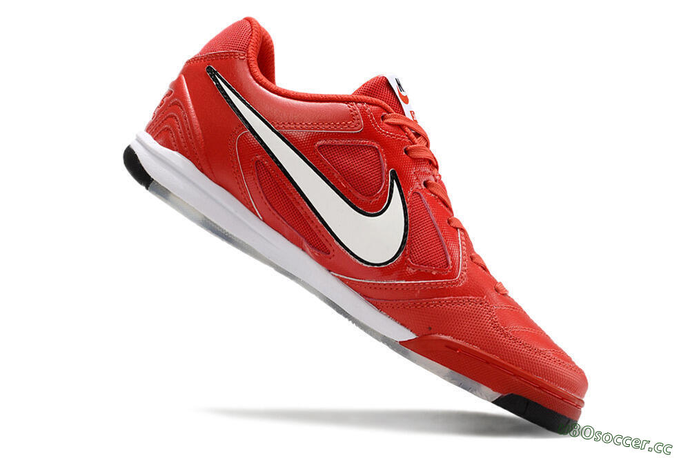 Men's Supre x Nike SB Gato IC Indoor & Futsal Low-Tops Football Shoes - Red/White/Black 4