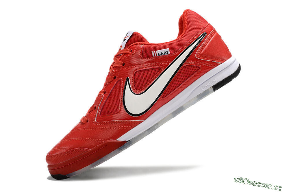 Men's Supre x Nike SB Gato IC Indoor & Futsal Low-Tops Football Shoes - Red/White/Black 5