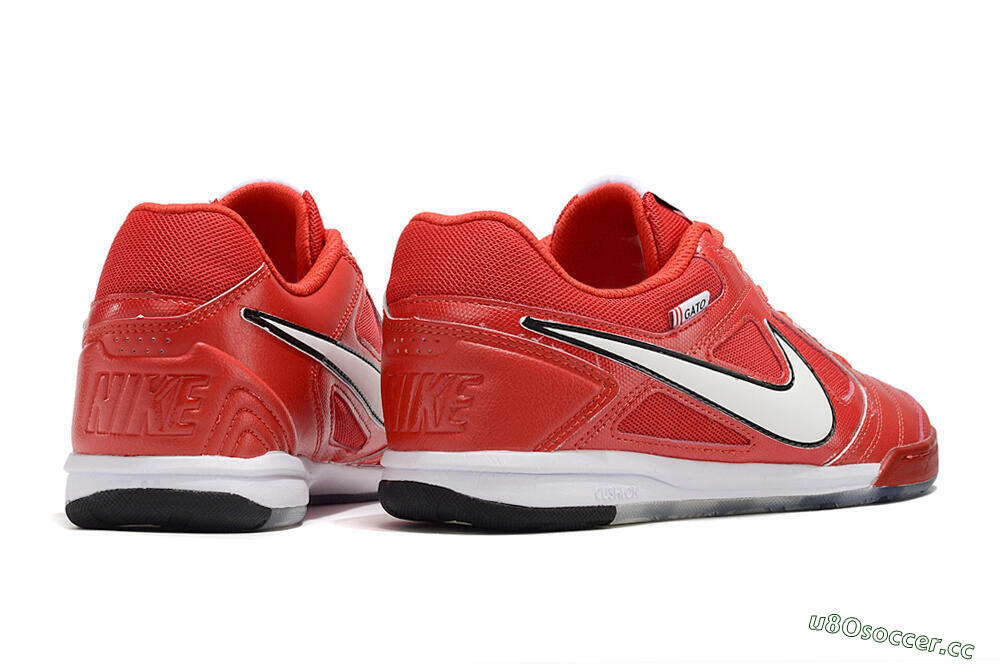 Men's Supre x Nike SB Gato IC Indoor & Futsal Low-Tops Football Shoes - Red/White/Black 6