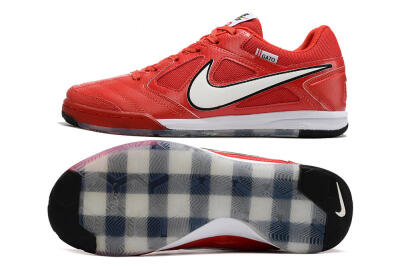 Men's Supre x Nike SB Gato IC Indoor & Futsal Low-Tops Football Shoes - Red/White/Black