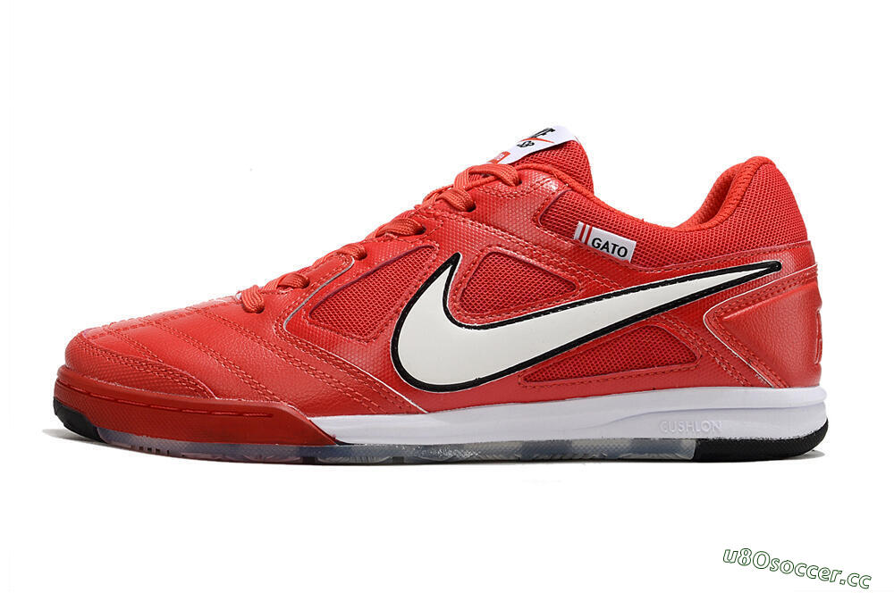 Men's Supre x Nike SB Gato IC Indoor & Futsal Low-Tops Football Shoes - Red/White/Black 0