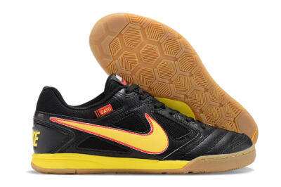 Men's Supre x Nike SB Gato IC Indoor & Futsal Low-Tops Football Shoes - Black/Yellow/Red